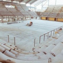 obra del microestadio en rio grande