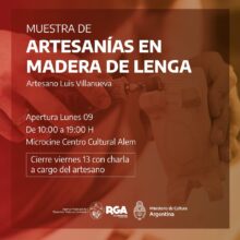 el municipio invita a la muestra de artesanias en madera de lenga