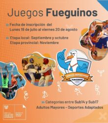 el proximo viernes 20 de agosto cierran las inscripciones para participar de los juegos deportivos fueguinos 2021