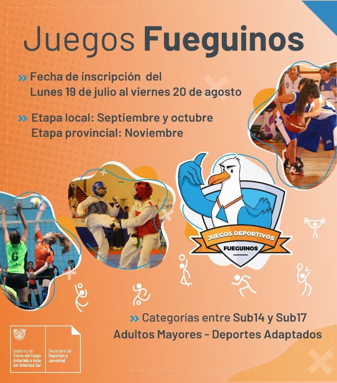 el proximo viernes 20 de agosto cierran las inscripciones para participar de los juegos deportivos fueguinos 2021