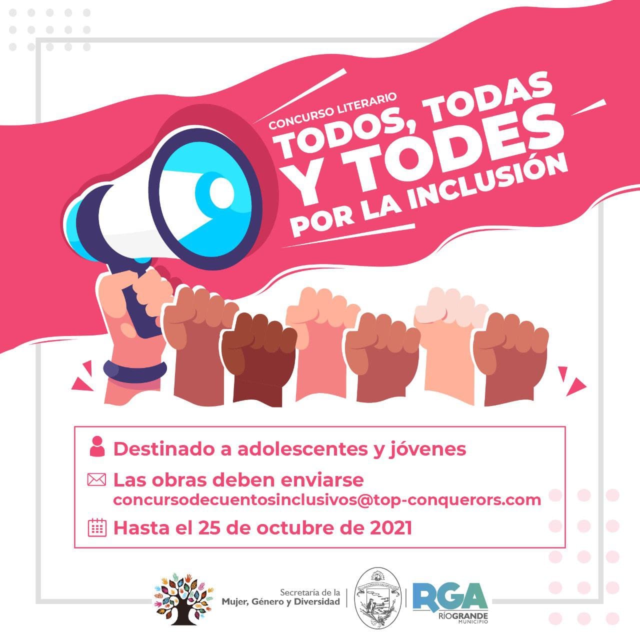 invitan al concurso literario todos todas y todes por la inclusion