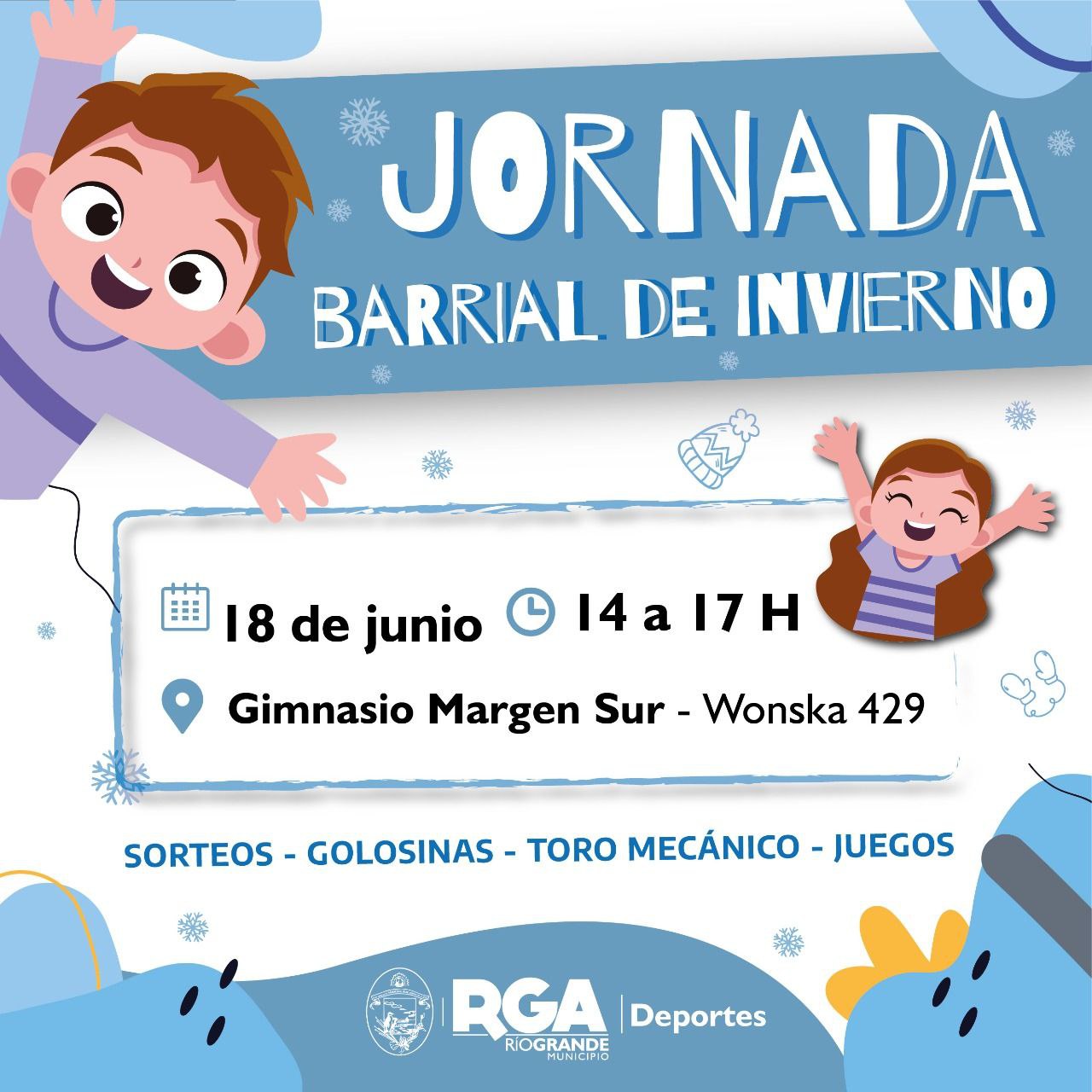 este sabado ninos y ninas disfrutaran de la 1o jornada barrial de invierno