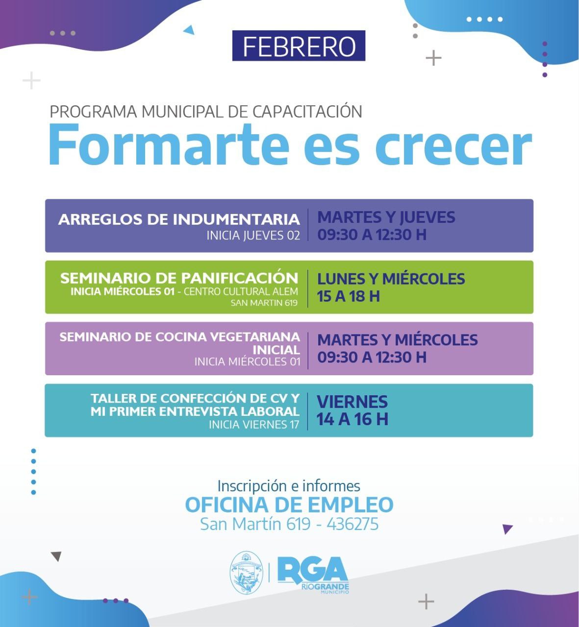 Están abiertas las inscripciones para el programa «Formarte es Crecer»