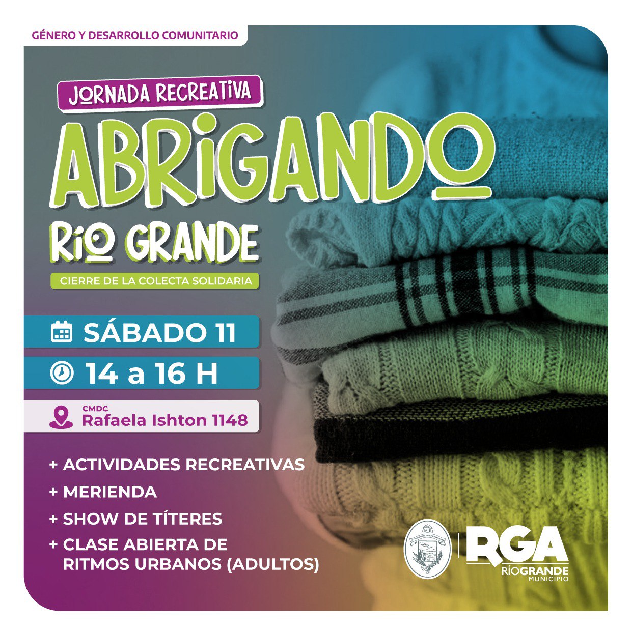 Hoy se realiza el cierre de la colecta solidaria «Abrigando Río Grande»