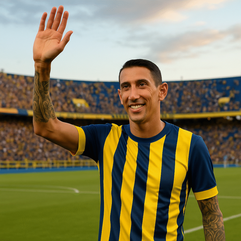 di maria saludando hinchada rosario central