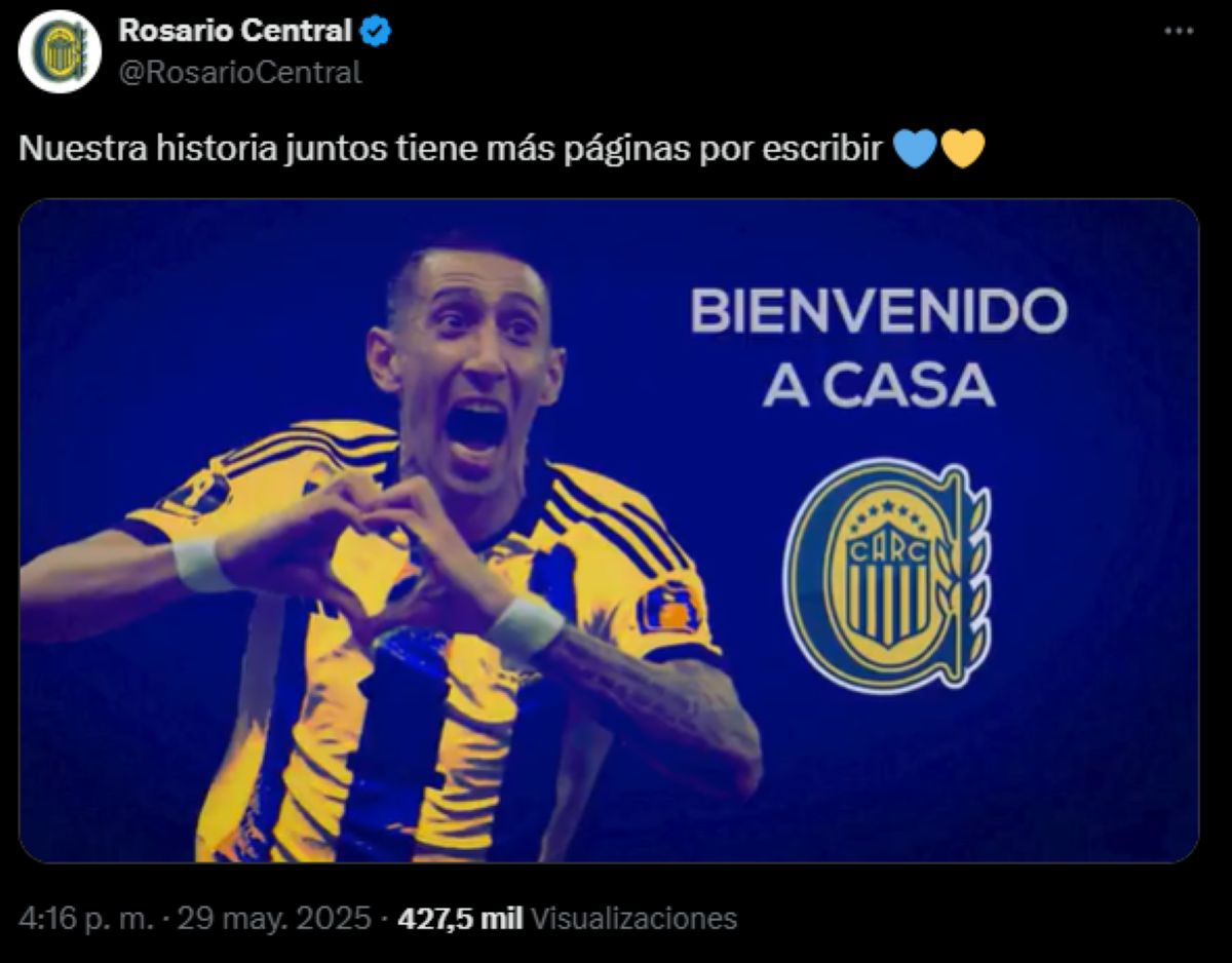 Di María vuelve a Rosario Central: el club lo anunció con un emotivo video