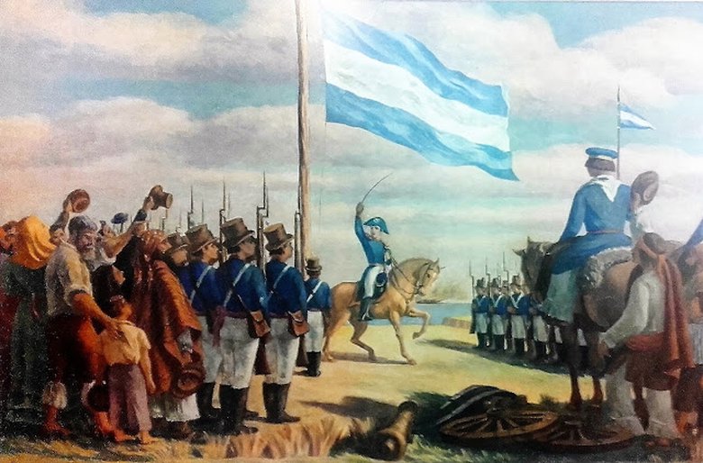 Una delegación del Regimiento de Patricios, en el homenaje a Belgrano en Río Grande