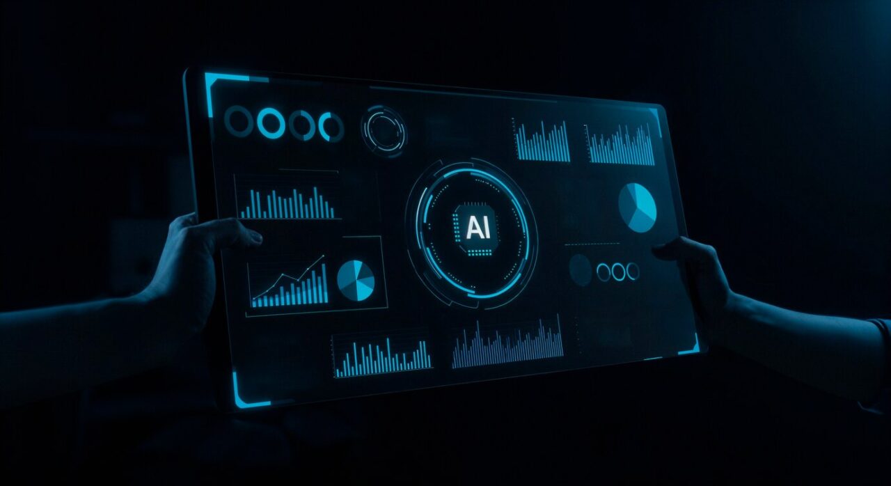 Interfaz digital con gráficos de trading impulsados por inteligencia artificial