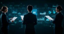 Equipo de profesionales analizando datos con inteligencia artificial aplicada al trading