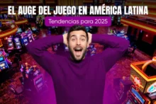 Hombre emocionado en casino representando el auge del juego en América Latina en 2025