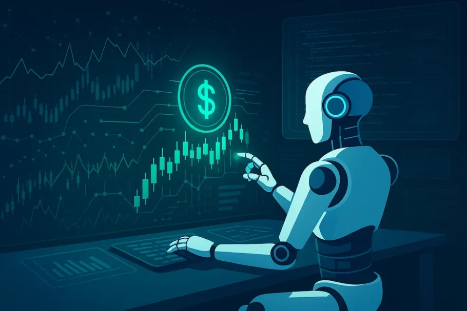 Bot ejecutando operaciones financieras en entorno digital automatizado