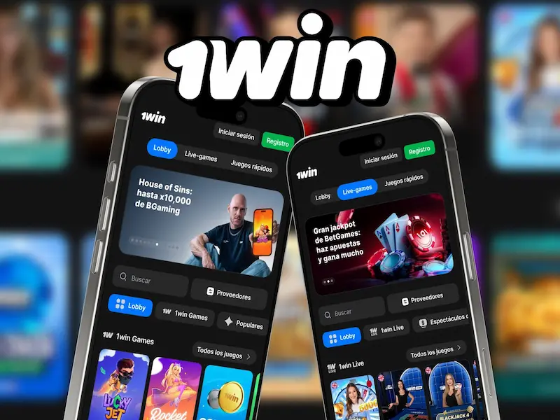 Aplicación móvil 1win App Ecuador con juegos de casino y apuestas deportivas en pantalla de smartphone