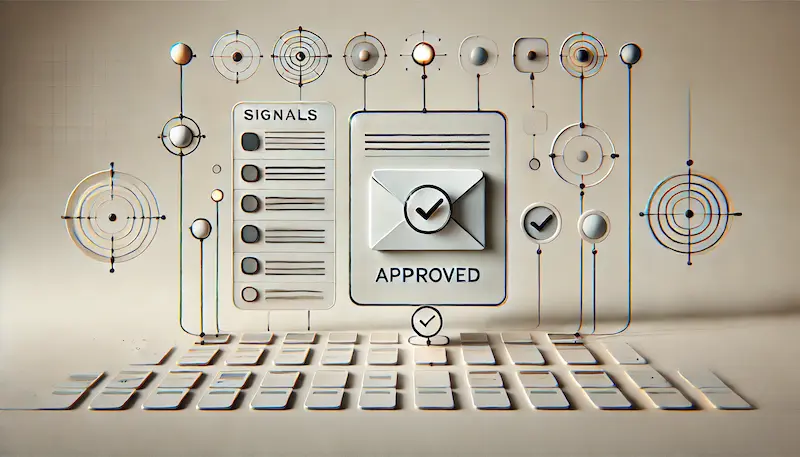 Sistema de validación que evalúa señales para aprobar correos electrónicos