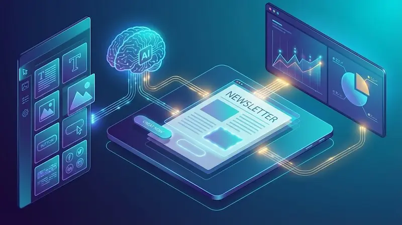 Servidores enviando correos a múltiples dispositivos con rutas de entrega y bandeja de entrada en ilustración isométrica