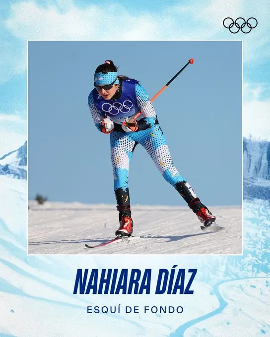 Nahiara Díaz en esquí de fondo con su nombre y la disciplina “Esquí de fondo”