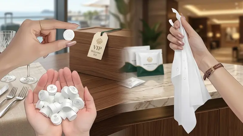 Toallitas comprimidas personalizadas: por qué ganan lugar en hoteles, eventos y viajes