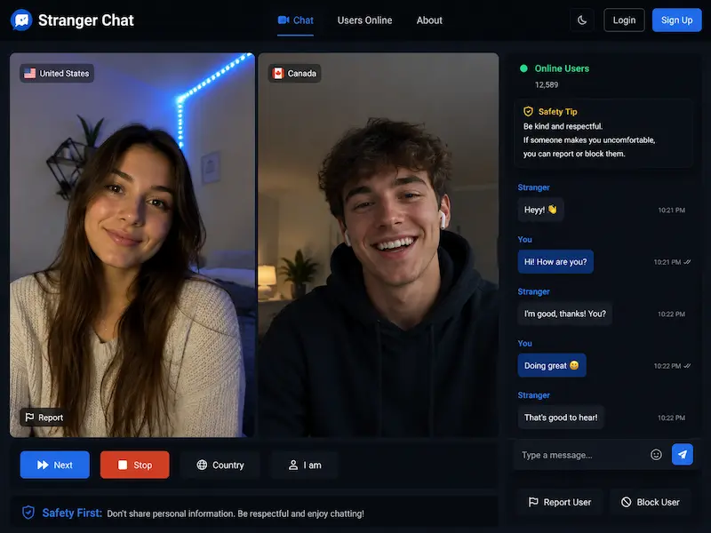 Two people on a video call shown on a laptop screen with security icons