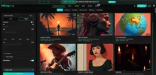 AI Song music generator dashboard with prompt controls and a grid of generated tracks