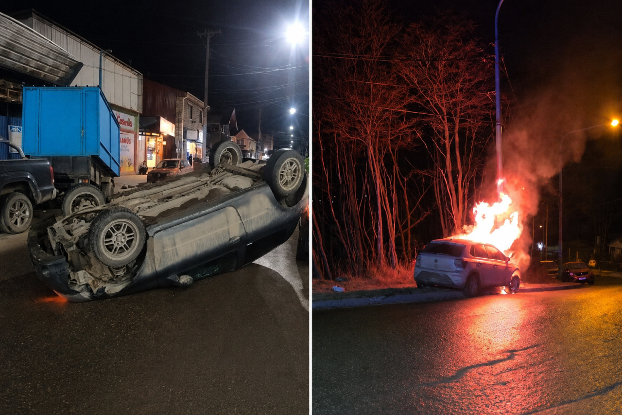 Dos conductores borrachos chocaron y volcaron durante la madrugada